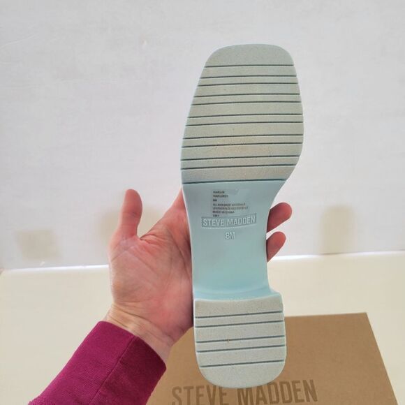 Steve Madden Harlin Blue Jelly Open Toe Slide Sandal - Picture 13 of 14